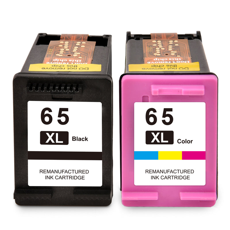 Starink Remanufactured HP 65XL Ink Cartridges 2 Packs (Black, Tri-color) | Black 450 Pages Color 360 Pages