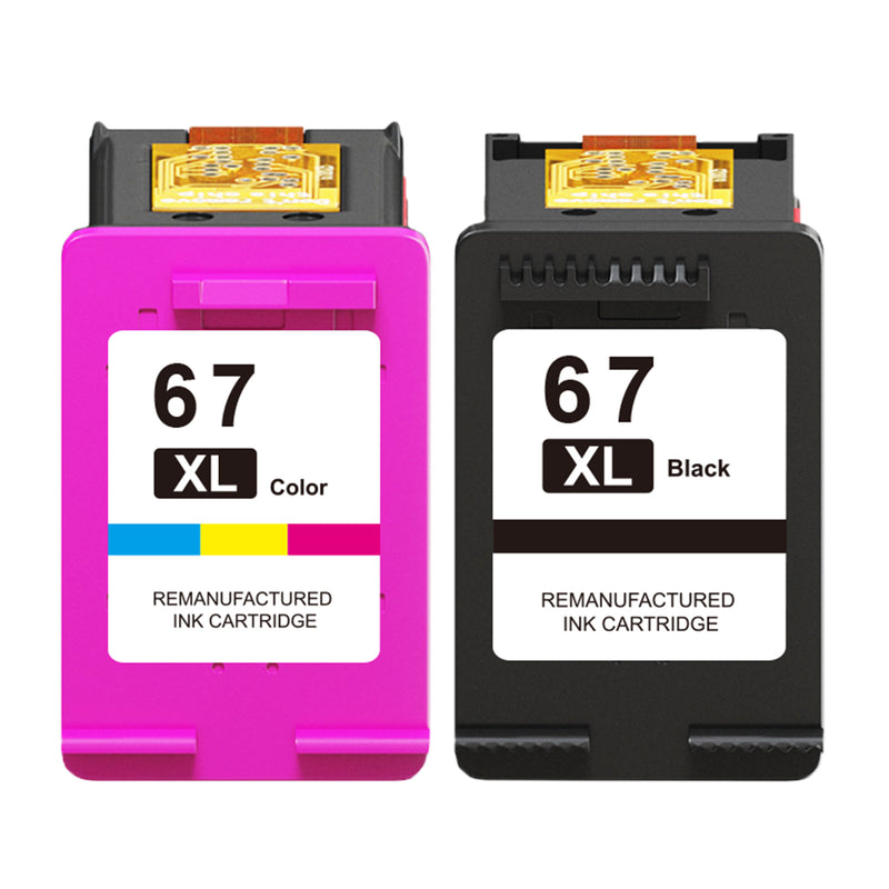 Starink Remanufactured HP 67XL Ink Cartridges 2 Packs (Black, Tri-color) | Black 240 Pages Color 200 Pages