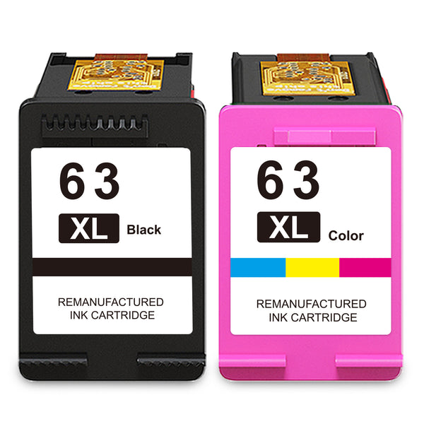 Starink Remanufactured HP 63XL Ink Cartridges 2 Packs (Black, Tri-color) | Black 480 Pages Color 300 Pages