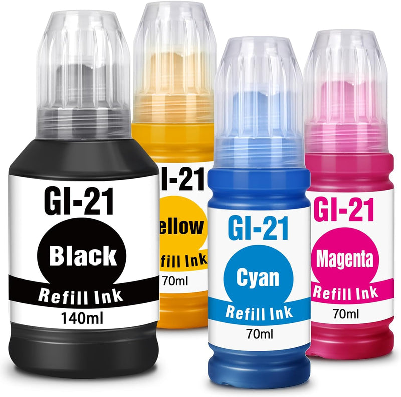 Starink Compatible Canon GI-21 Ink Refill Bottles 4 Packs (Black, Cyan, Magenta, Yellow) |