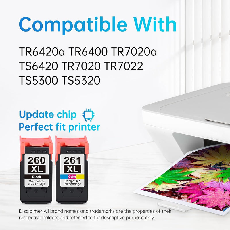 Starink Remanufactured Canon 260XL 261XL Ink Cartridges 2 Packs (Black, Tri-color) | 180 Pages