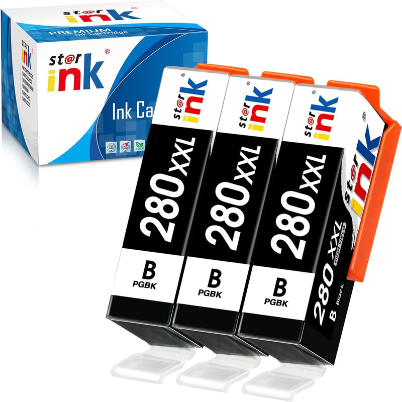 Starink Compatible Canon PGI-280XXL High Yield Ink Cartridges 3 Packs (Black) | 600 Page Yield