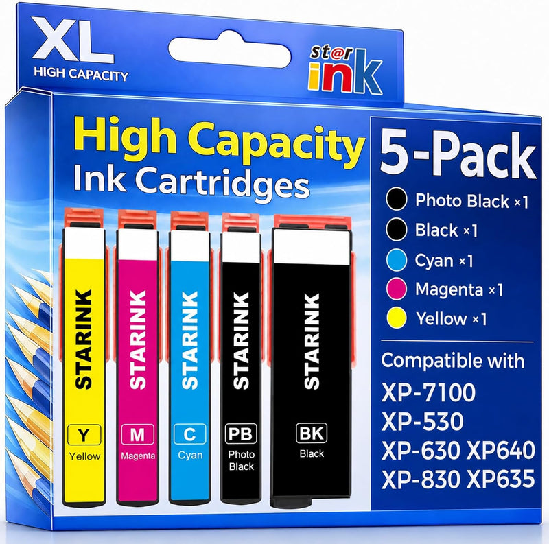 Starink Compatible Remanufactured Epson 410 High Yield Ink Cartridges 5 Packs (Black, Cyan, Magenta, Yellow) | 530 Pages
