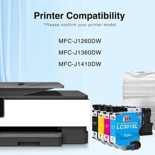 Starink Compatible Brother LC501XL Ink Cartridges 4 Packs (Black, Cyan, Magenta, Yellow) | 500 Pages
