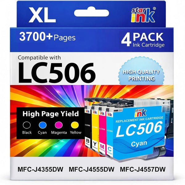 Starink Compatible LC506 Ink Cartridge Replaced for Brother LC506 4 Pack
