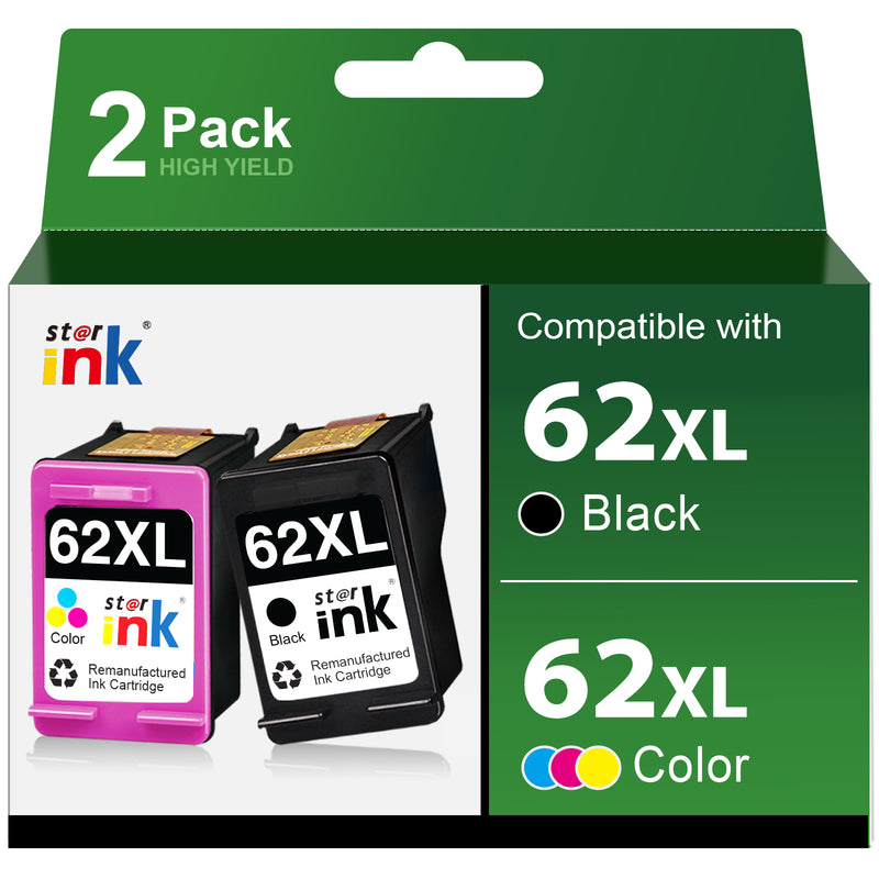 Compatible 62XL Ink for HP Printers（2 Pack）