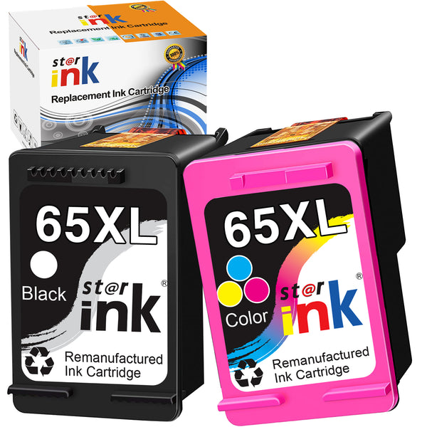 Starink Remanufactured HP 65XL Ink Cartridges 2 Packs (Black, Tri-color) | Black 450 Pages Color 360 Pages