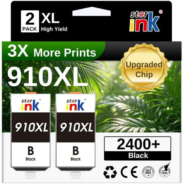Starink 910XL Black Ink Cartridges Replacement for HP 910XL Black 2-Pack