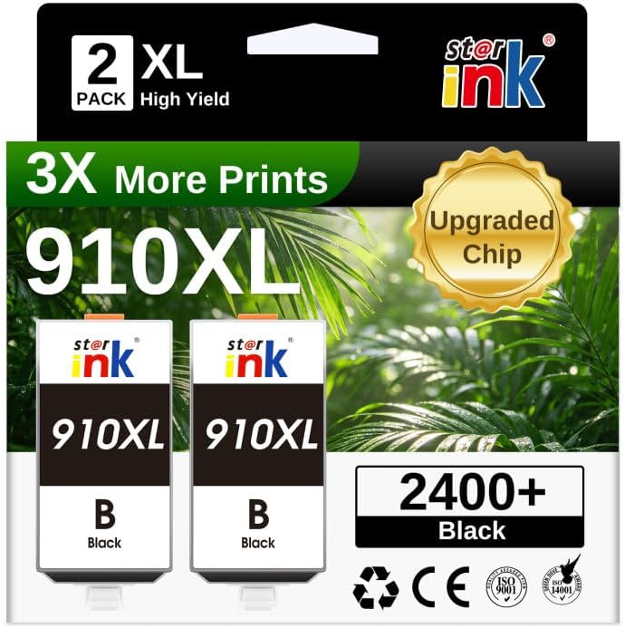 Starink 910XL Black Ink Cartridges Replacement for HP 910XL Black 2-Pack