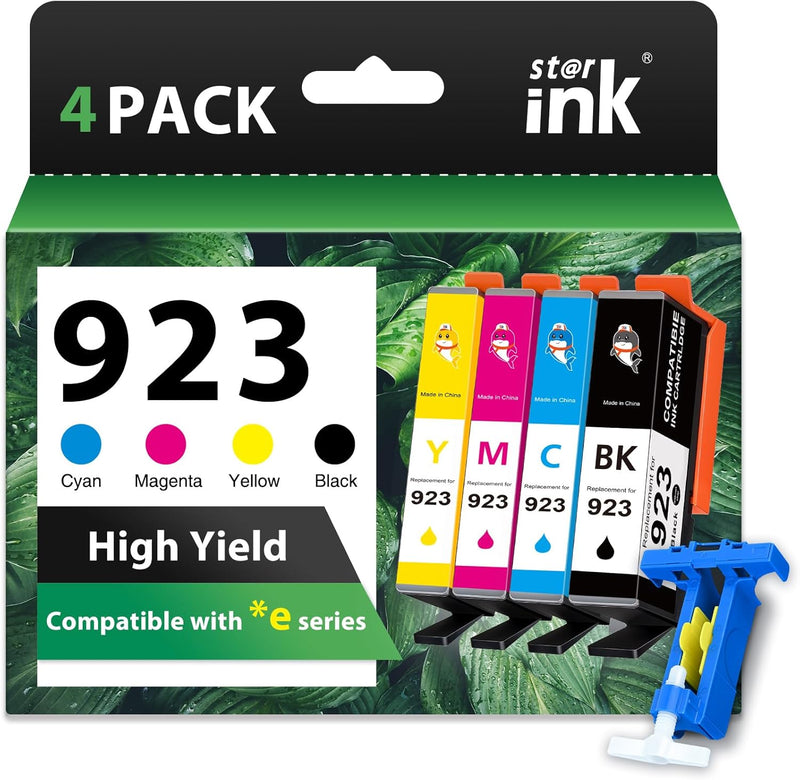 Starink Compatible HP 923 Ink Cartridges 4 Packs (Black, Cyan, Magenta, Yellow) | Black 1,000 Pages Color 800 Pages