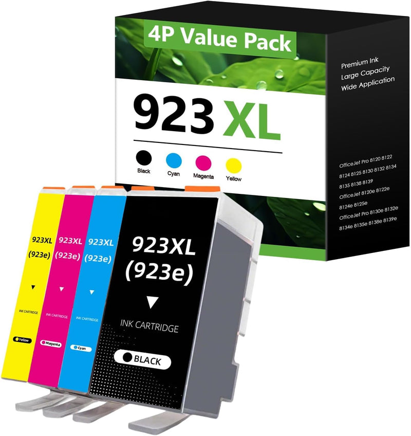 Starink Compatible Remanufactured HP 923XL Ink Cartridges 4 Packs (Black, Cyan, Magenta, Yellow) | Black 1,500 Pages Color 1,500 Pages