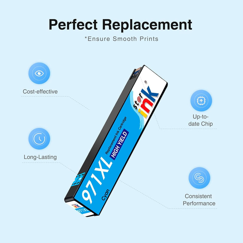Starink Compatible HP 970XL Ink Cartridges 4 Packs (Black, Cyan, Magenta, Yellow) | Black 2,500 Pages Color 1,650 Pages