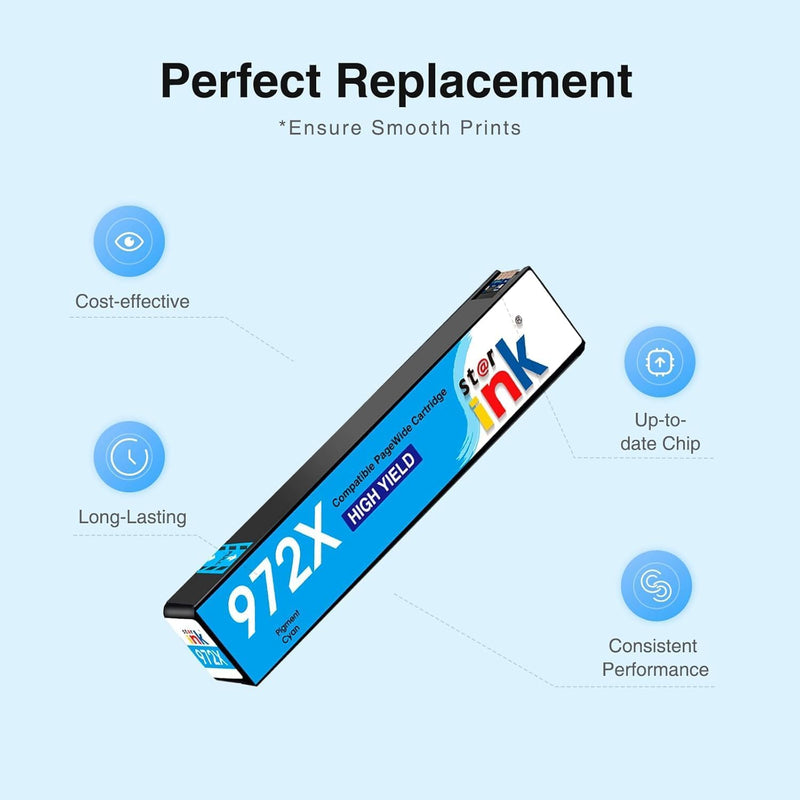 Starink Compatible HP 972X Ink Cartridges 4 Packs (Black, Cyan, Magenta, Yellow) | 3,500 Pages