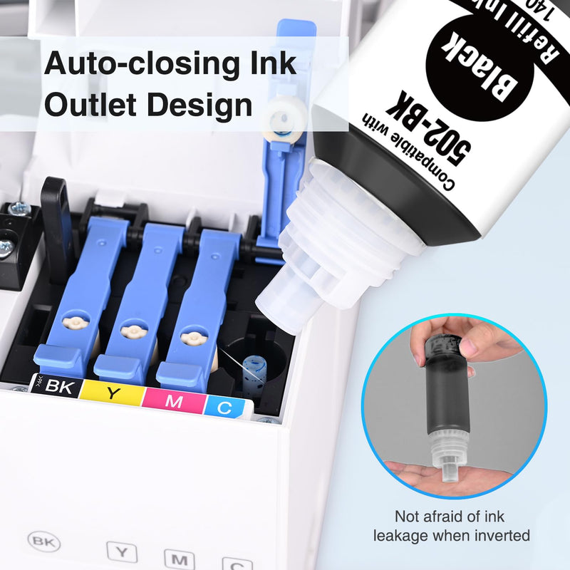 Compatible Epson 502 Black Ink Bottles (2 Pack, High Capacity)
