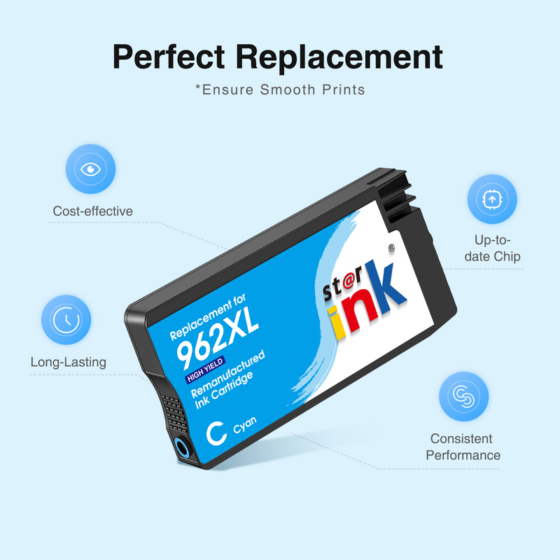 Compatible HP 962XL (Firmware Safe) Ink Cartridge Combo Pack (4 Pack,Black,Cyan,Magenta,Yellow)