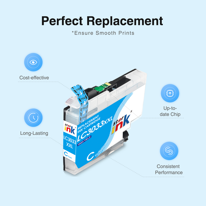 Compatible Brother LC3033XXL Ink Cartridges (4 Pack BK/C/M/Y)