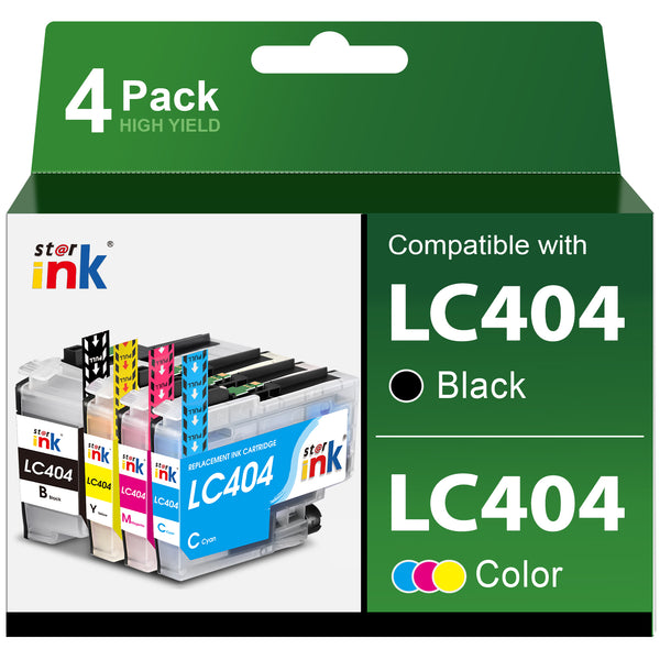 Starink Compatible Brother LC404XL Ink Cartridges 4 Packs (Black, Cyan, Magenta, Yellow) | 500 Pages