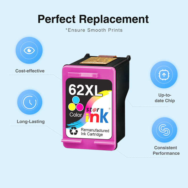 Compatible 62XL Ink for HP Printers（2 Pack）