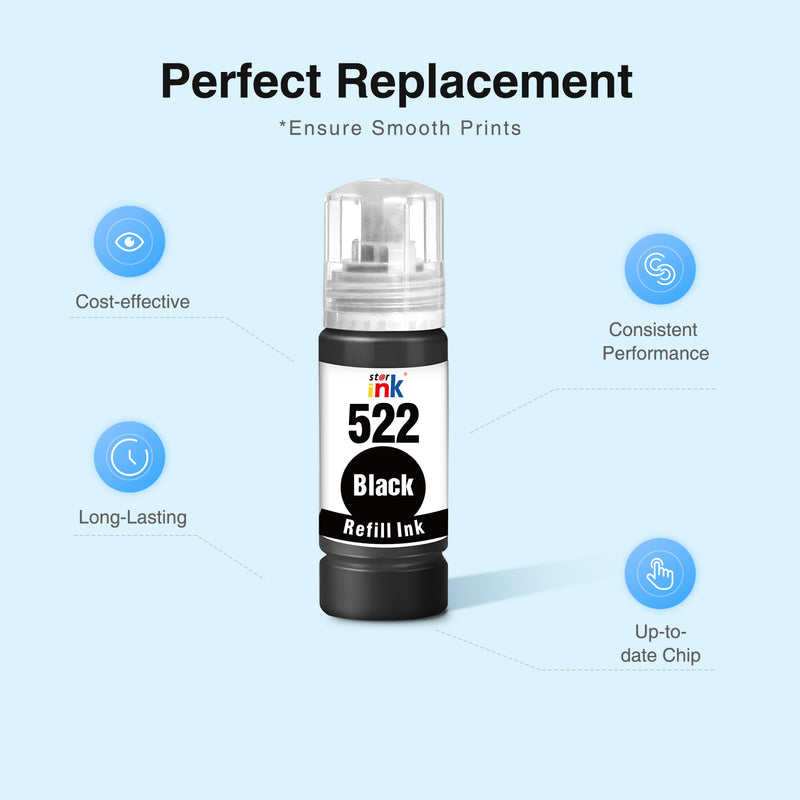 Epson 522 Black Compatible Ink Bottles (3 Pack)