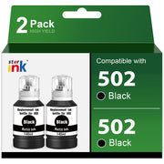 Epson 502 Black Compatible Ink Bottles (2 Pack, High Capacity)