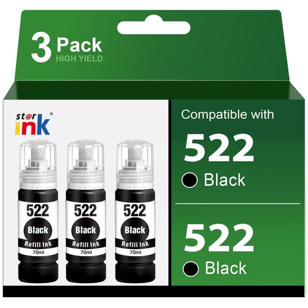 Starink Compatible Epson 522 Ink Refill Bottles 3 Packs (Black) | 140ml